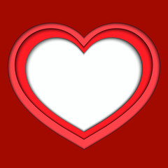 red heart papercut on white background