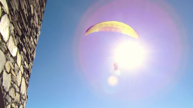 Paragliding - Caucasus Mountains, Friendship Monument, Caucasia, Gudauri, Georgia, Europe / Asia.