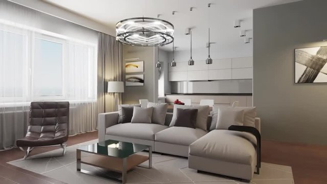 3D circled the interior of the living room in a modern style