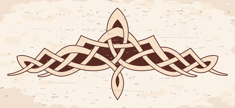 Vector Celtic national ornament for tattoo on brige background with the effect of aging.
