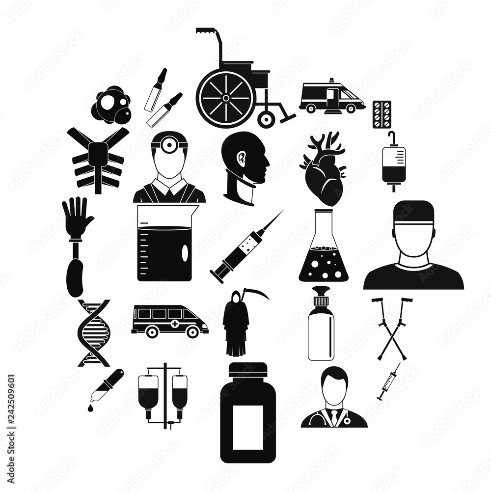Aufkleber ambulance icons set. simple set of 25 ambulance vector icons for web isolated on white background