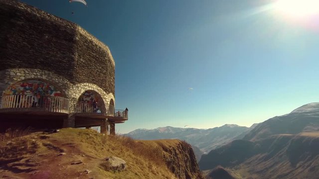 Caucasus Mountains, Friendship Monument, Paragliding - Caucasia, Gudauri, Georgia, Europe / Asia.