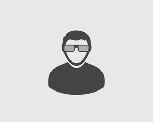Profile Icon. Man symbol with Sun glass on his face.