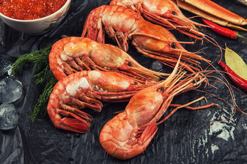Closeup of far eastern botan shrimp with lemon