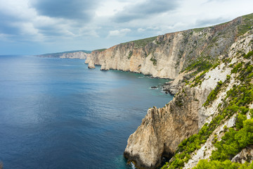 Fototapeta na wymiar Greece, Zakynthos, White chalk rock cliffs along the coast