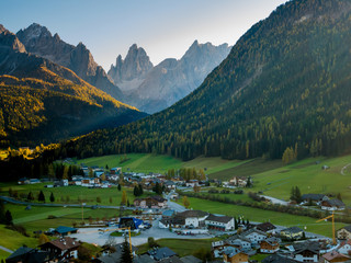 Fototapeta na wymiar Aerial view of Sesto (Sexten) Dolomites mountains South Tyrol