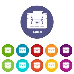 Satchel bag icons color set vector for any web design on white background