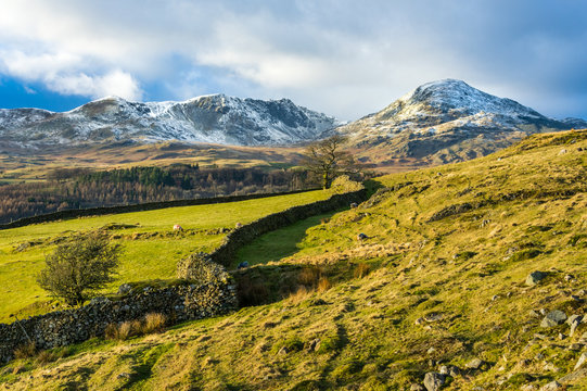 Coniston Old Man and Dow Crag in winter