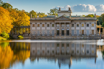 Royal Lazienki Park in Warsaw, Palace on the water, Poland - obrazy, fototapety, plakaty