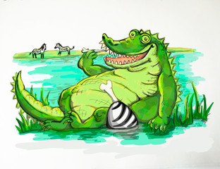 green dragon in water