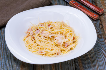 Spaghetti Carbonara with bacon