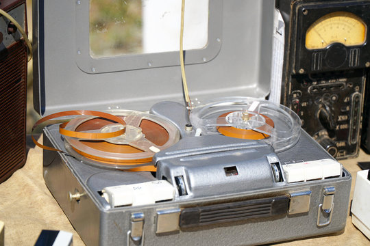 Antique vintage reel-to-reel tape recorder