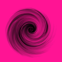 Abstract Black Realistic Round Feather Vector Illustration on Pink Background - Color of The Year 2019 Concept