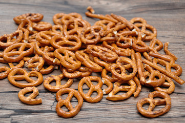 A pile of golden brown pretzels