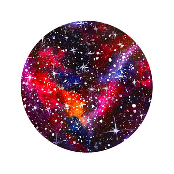 cerchio acquerello stelle dipinto galassie