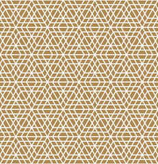 Seamless arabic geometric ornament.Brown color backround.Average thickness lines