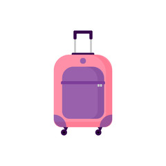Pink and purple suitcase illustration. Package, travelling, road. Tourism concept. Vector illustration can be used for topics like baggage, luggage