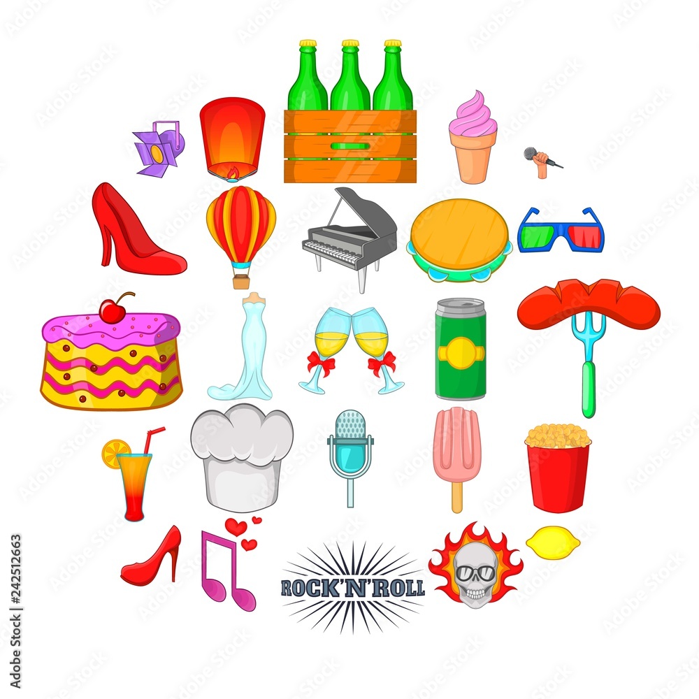 Poster talk show icons set. cartoon set of 25 talk show vector icons for web isolated on white background