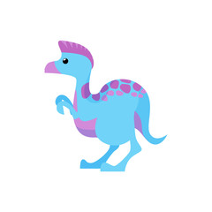 Blue and pink dinosaur illustration. Creature, colored, animal. Nature concept. Vector illustration can be used for topics like history, school, kid books