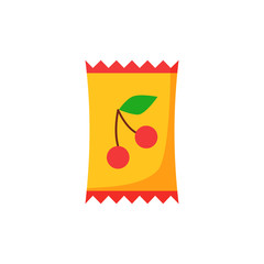 Cherry sweets pack illustration. Packet, berry, cherry. Food concept. Vector illustration can be used for topics like supermarket, snack