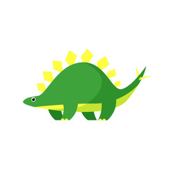Green herbivorous dinosaur illustration. Creature, colored, animal. Nature concept. Vector illustration can be used for topics like history, school, kid books