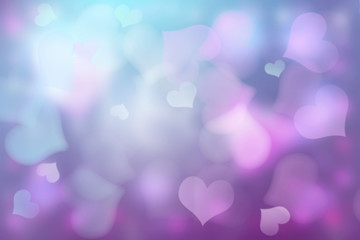Abstract smooth blur purple background with heart-shaped lights 