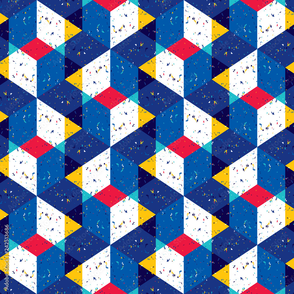 Poster Abstract seamless pattern of many triangles. Pattern with a geometric texture in grunge style.