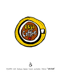 카페 포스터 / 손으로 그린 커피 그림