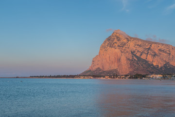 Naklejka premium Evening on the beach San Vito lo Capo in Sicily, Italy, summer landscape