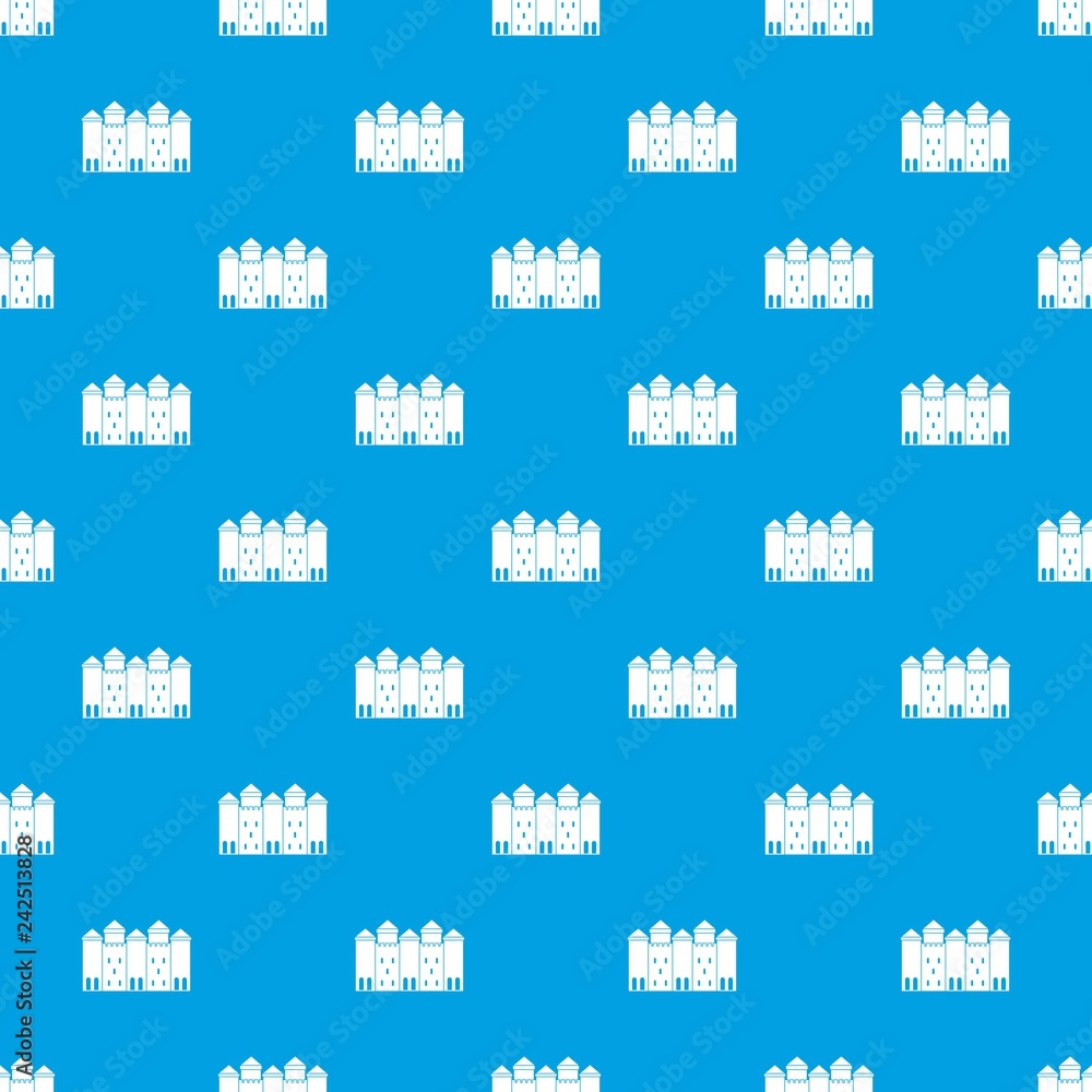 Poster old castle pattern vector seamless blue repeat for any use