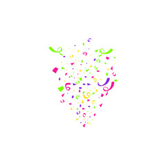 Colorful confetti burst isolated on white background. Festive template. Vector illustration of falling particles for holydays design