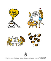 카페 포스터 / 손으로 그린 커피 그림