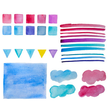 Watercolor hand drawn graphic elements