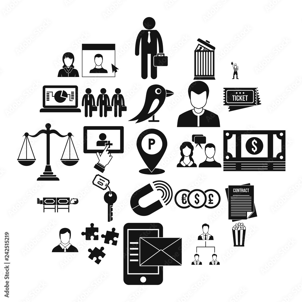 Poster coherence icons set. simple set of 25 coherence vector icons for web isolated on white background