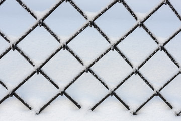 fence with snow in winter
