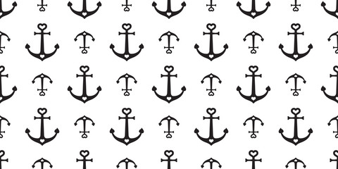 Anchor Seamless Pattern helm boat vector heart valentine Nautical maritime isolated tropical background