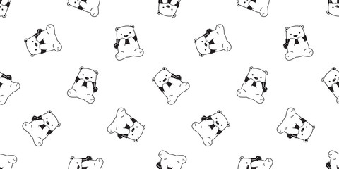 Bear seamless pattern vector polar bear sitting breed scarf isolated cartoon illustration tile background repeat wallpaper