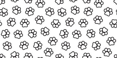 Dog Paw Seamless Pattern vector Cat Paw foot print kitten puppy scarf isolated repeat wallpaper tile background
