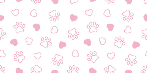 Dog Paw seamless pattern vector heart french bulldog valentine footprint cartoon tile background repeat wallpaper scarf isolated illustration gift wrap pink