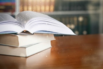 Collection of old books  on background