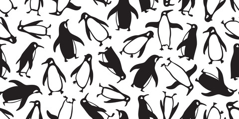 penguin seamless pattern vector cartoon bear polar salmon fish bird scarf isolated tile background repeat wallpaper doodle illustration © CNuisin