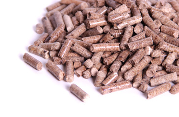 Wooden pellet isolated on white