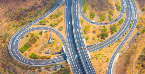 Aerial view to new highway bridge near Saint Paul on Reunion Island, France.