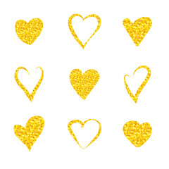 Lovely golden hearts for St. Valentine's Day. Great prints can be used for your designs, T-shirts, and postcards.
