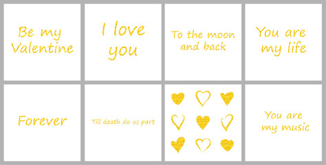 Lovely golden hearts for St. Valentine's Day. Great prints can be used for your designs, T-shirts, and postcards.