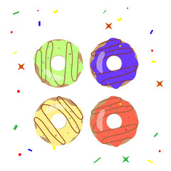 postcard with four donuts