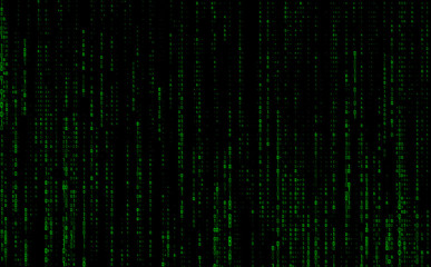 Stream binary matrix code on screen. computer matrix numbers. The concept of coding, crypto exchange, hacking or mining cryptocurrency in bitcoins. © Higher than clouds