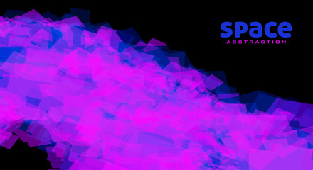 Chaotic purple and blue abstraction on black. Vector graphics