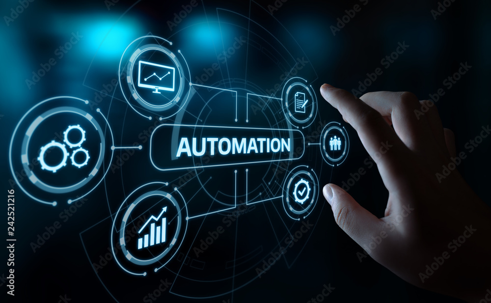 Poster automation software technology process system business concept