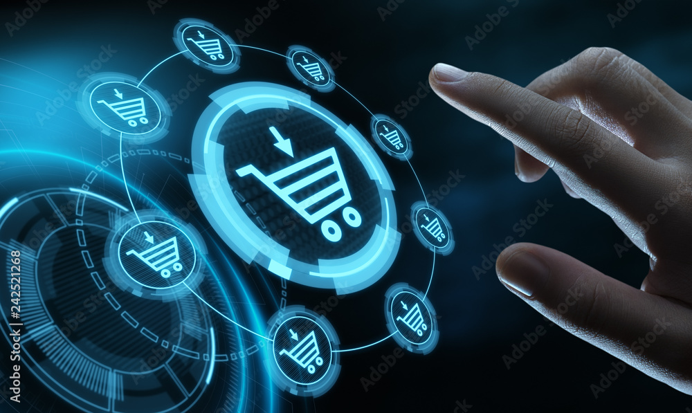 Poster add to cart internet web store buy online e-commerce concept